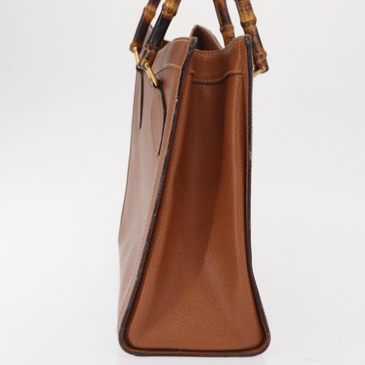 GUCCI Bamboo Tote Bag Leather Brown Gold 002 2853 0260 Auth 168674