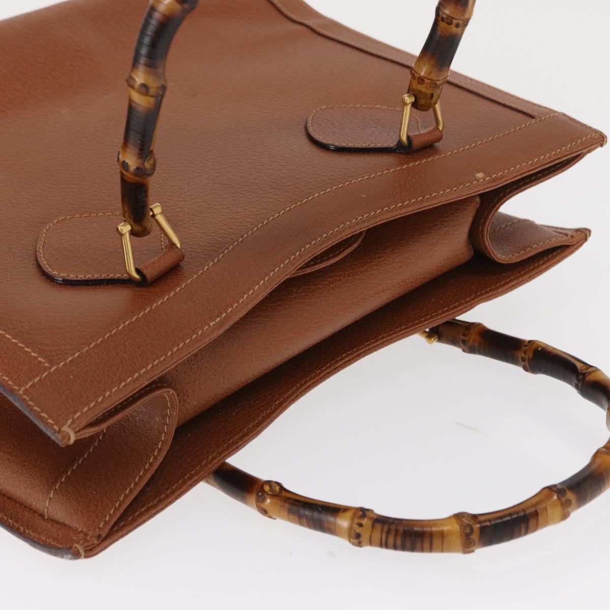 GUCCI Bamboo Tote Bag Leather Brown Gold 002 2853 0260 Auth 168674