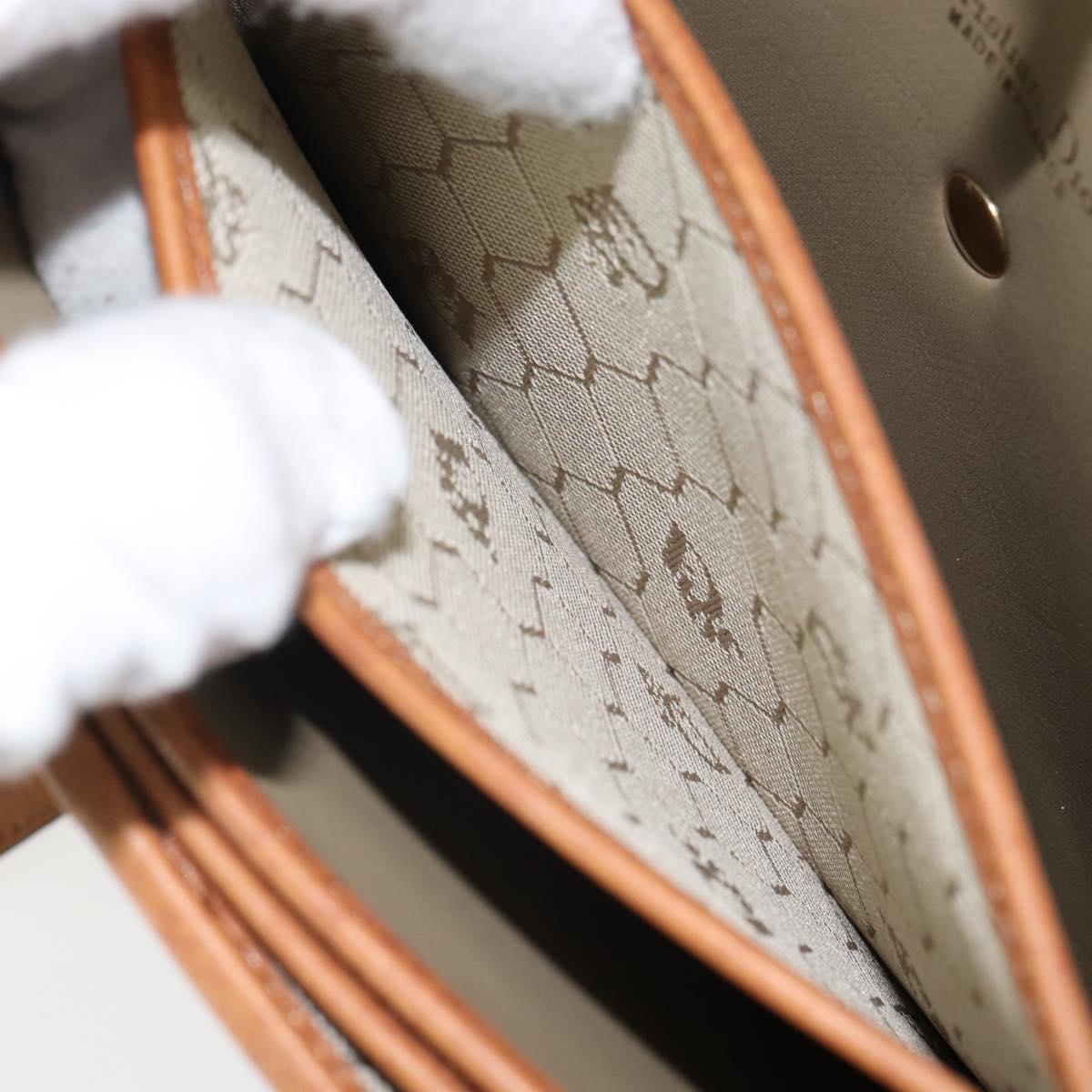 Christian Dior Honeycomb Canvas Shoulder Bag PVC Beige Gold Auth 168691