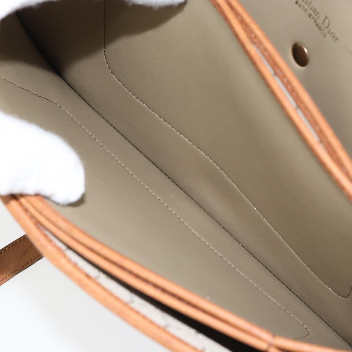 Christian Dior Honeycomb Canvas Shoulder Bag PVC Beige Gold Auth 168691