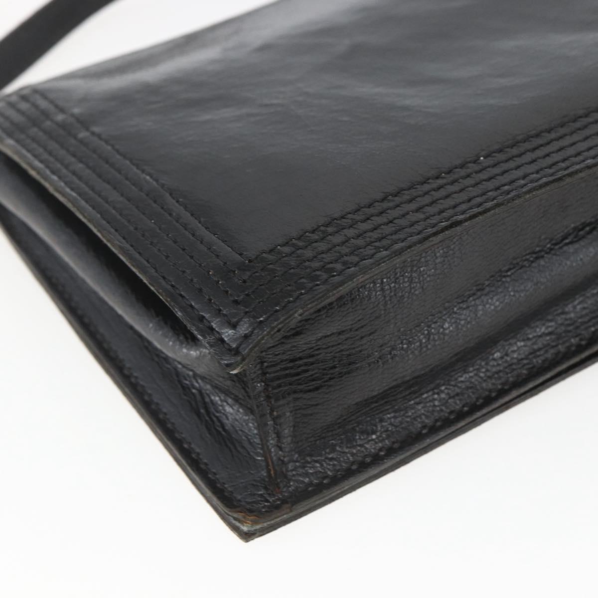SAINT LAURENT Shoulder Bag Leather Black Gold Auth 168693
