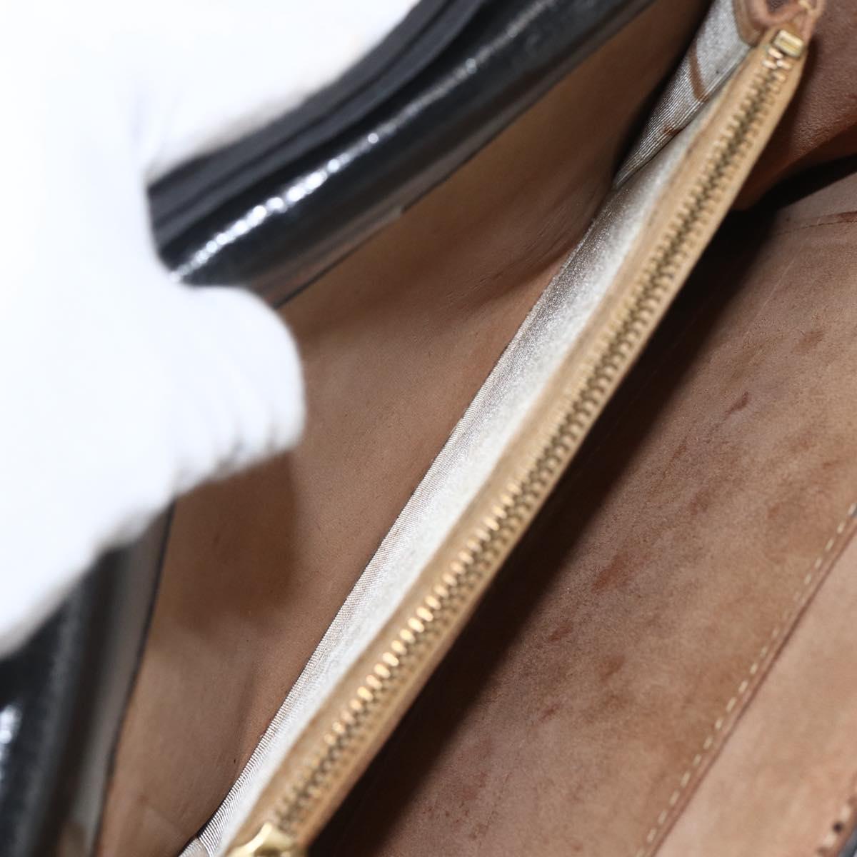 SAINT LAURENT Shoulder Bag Leather Black Gold Auth 168693