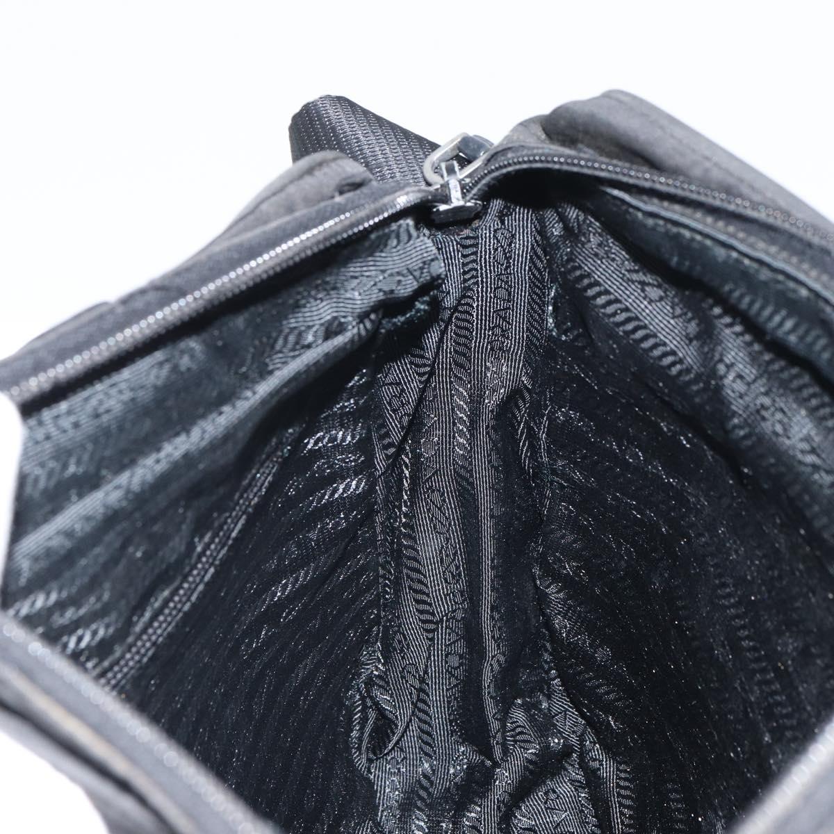 PRADA Shoulder Bag Nylon Black Silver Auth 168697
