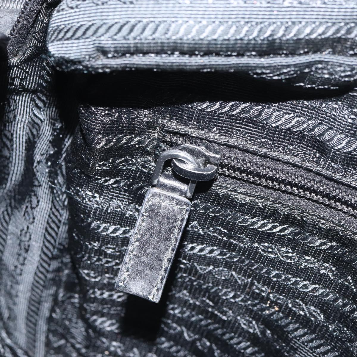 PRADA Shoulder Bag Nylon Black Silver Auth 168697