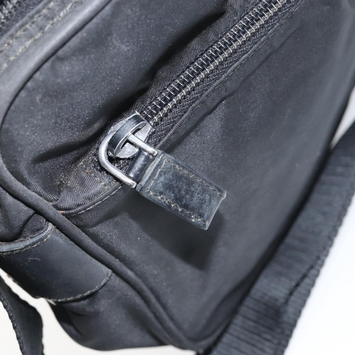 PRADA Shoulder Bag Nylon Black Silver Auth 168697