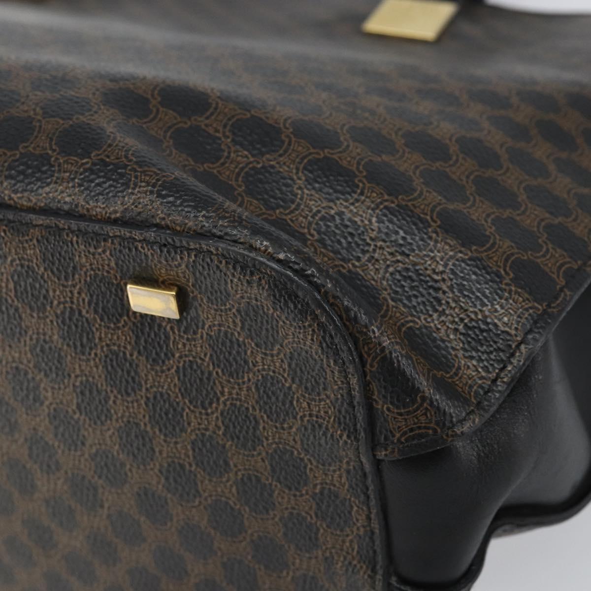 CELINE Macadam Canvas Tote Bag PVC Leather Black Gold Auth 168706