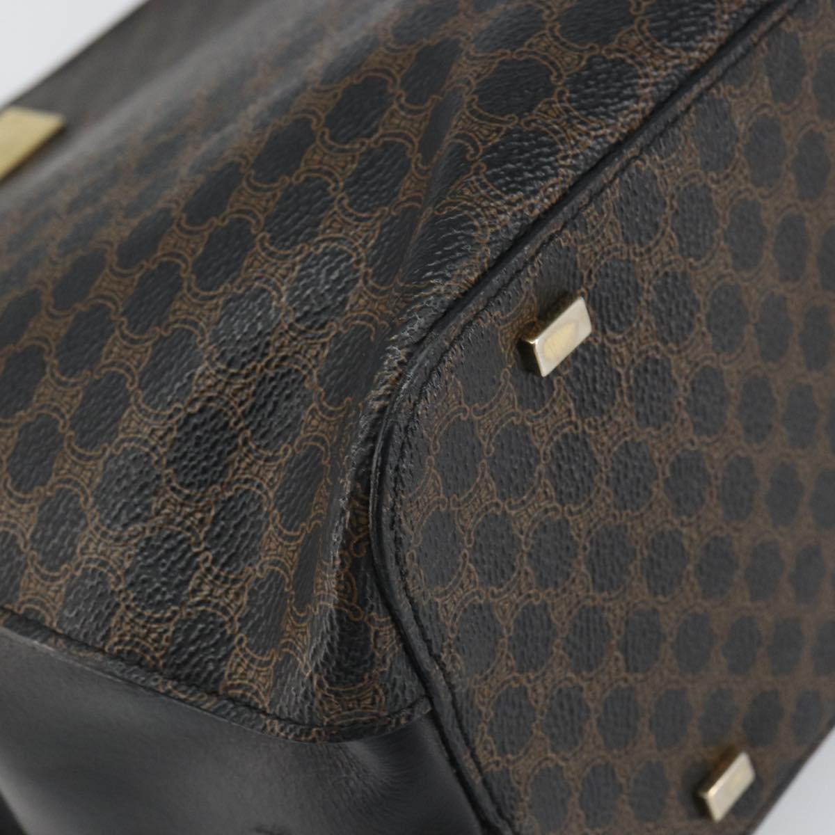 CELINE Macadam Canvas Tote Bag PVC Leather Black Gold Auth 168706