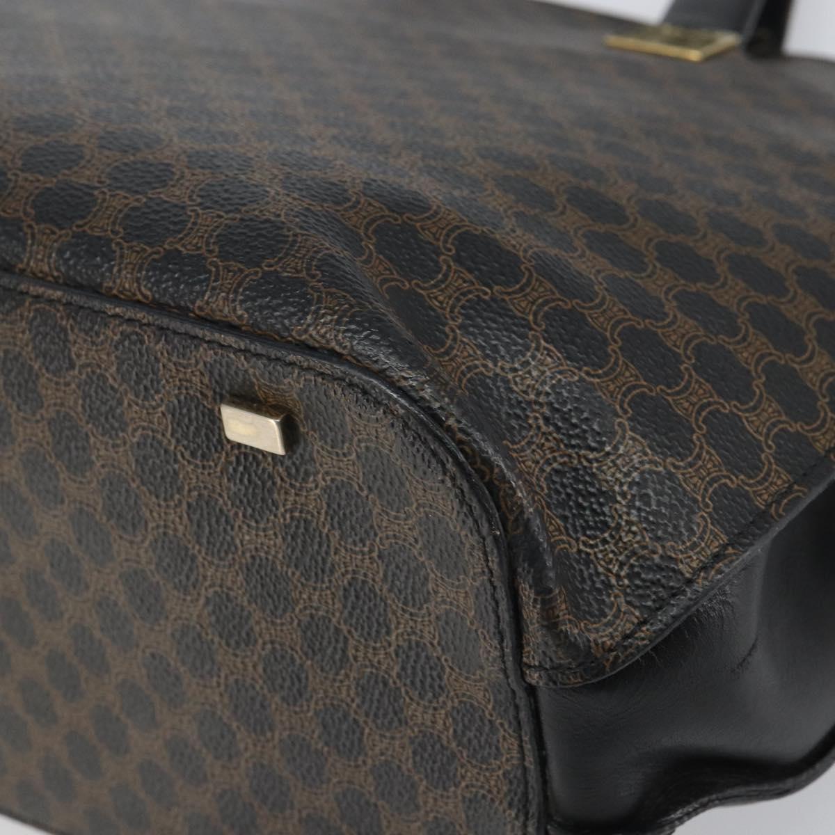 CELINE Macadam Canvas Tote Bag PVC Leather Black Gold Auth 168706