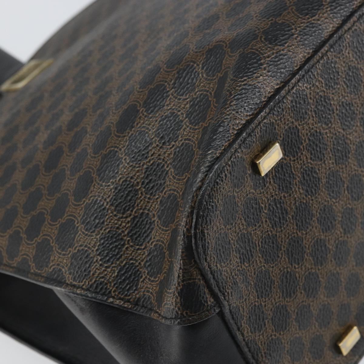 CELINE Macadam Canvas Tote Bag PVC Leather Black Gold Auth 168706