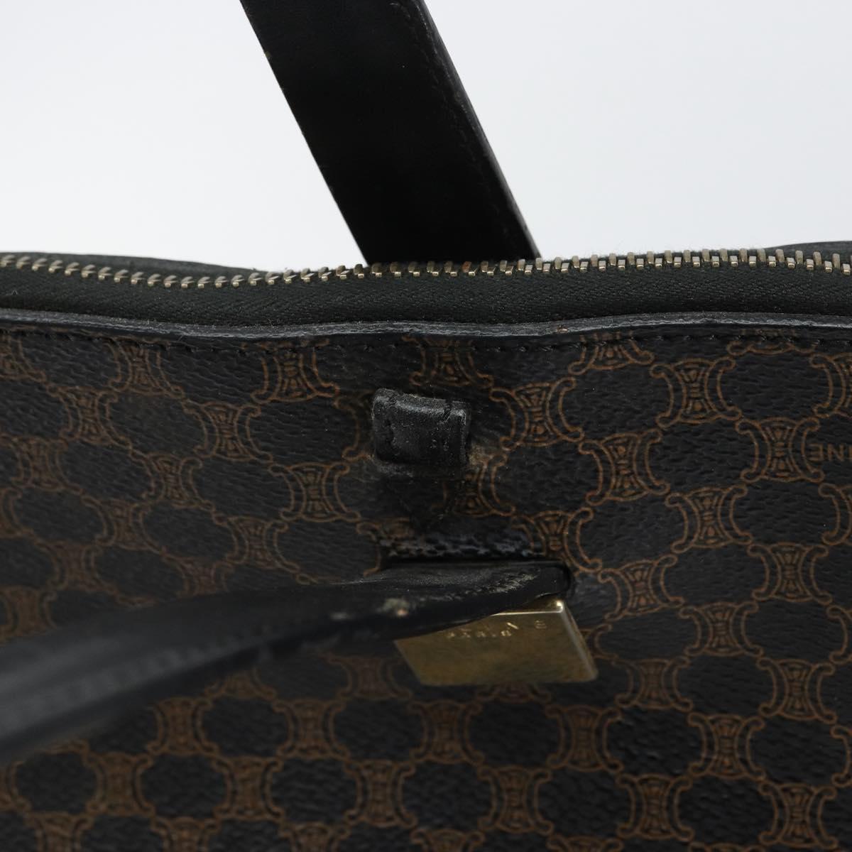 CELINE Macadam Canvas Tote Bag PVC Leather Black Gold Auth 168706
