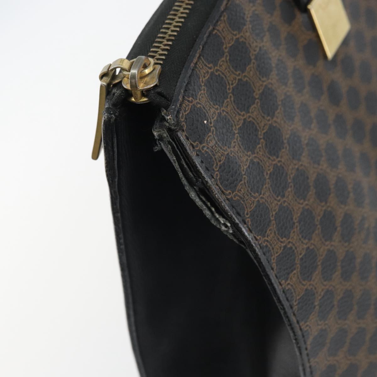 CELINE Macadam Canvas Tote Bag PVC Leather Black Gold Auth 168706