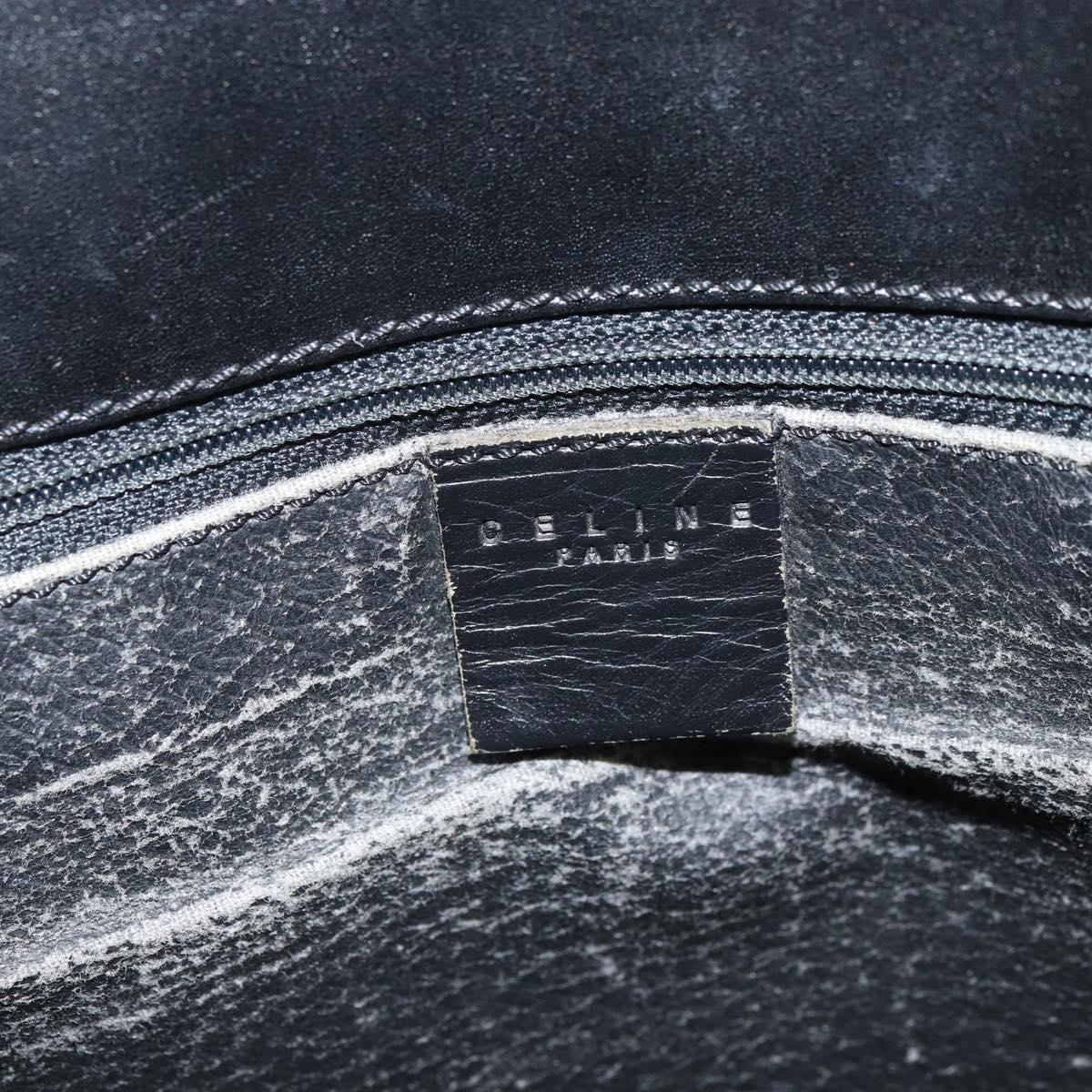 CELINE Macadam Canvas Tote Bag PVC Leather Black Gold Auth 168706