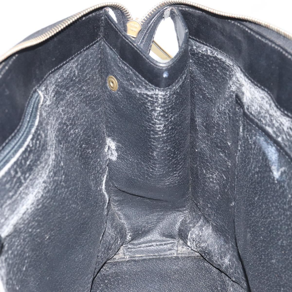 CELINE Macadam Canvas Tote Bag PVC Leather Black Gold Auth 168706