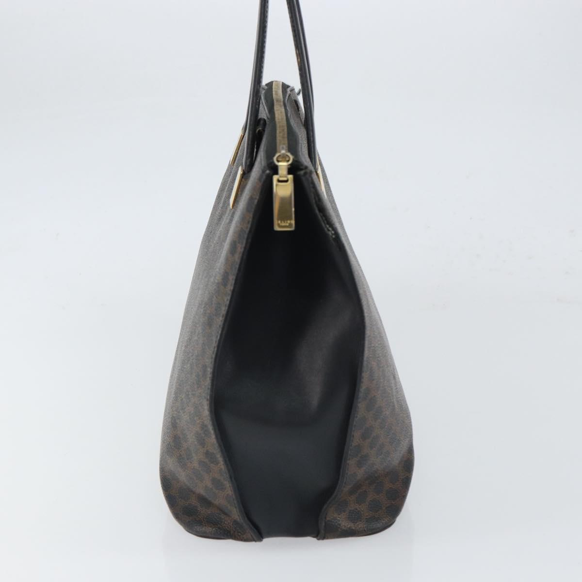 CELINE Macadam Canvas Tote Bag PVC Leather Black Gold Auth 168706