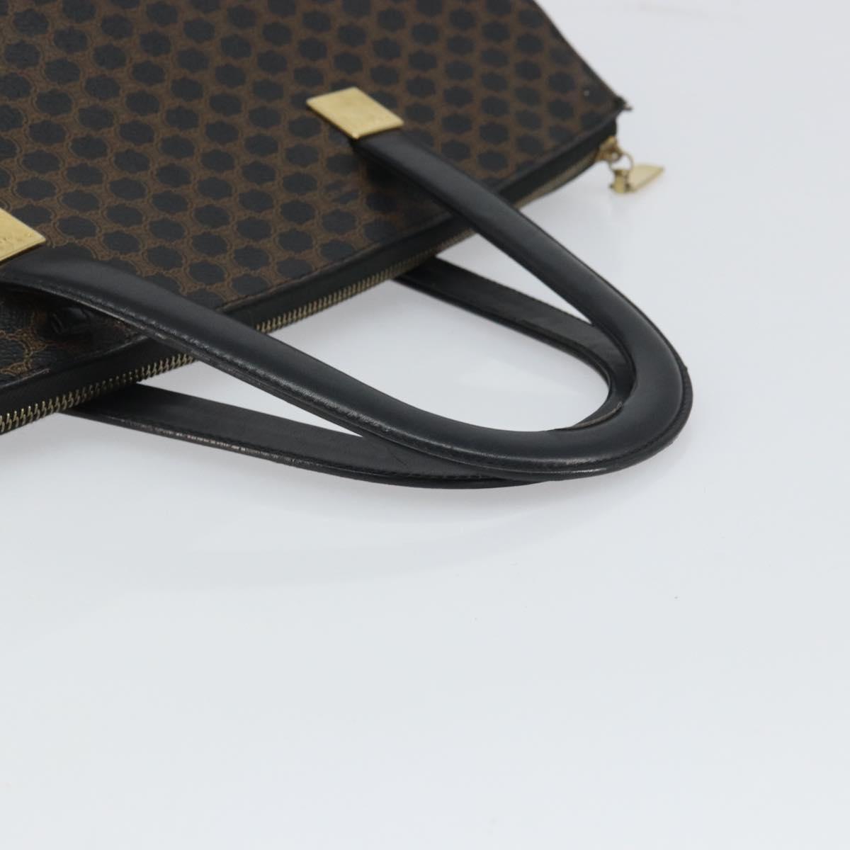 CELINE Macadam Canvas Tote Bag PVC Leather Black Gold Auth 168706