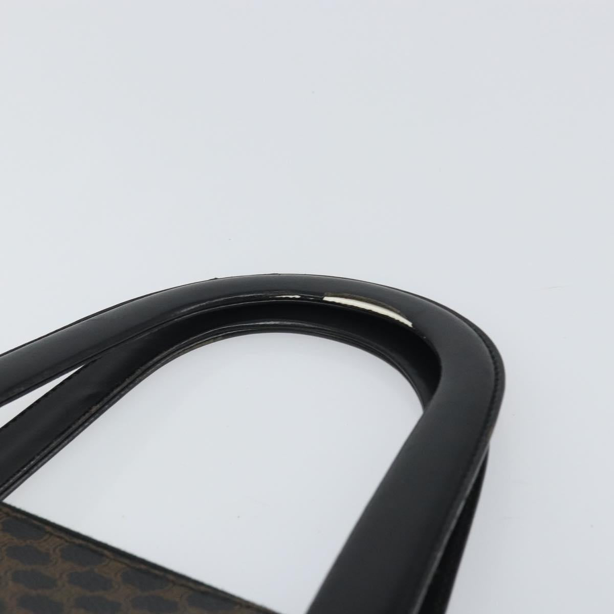 CELINE Macadam Canvas Tote Bag PVC Leather Black Gold Auth 168706