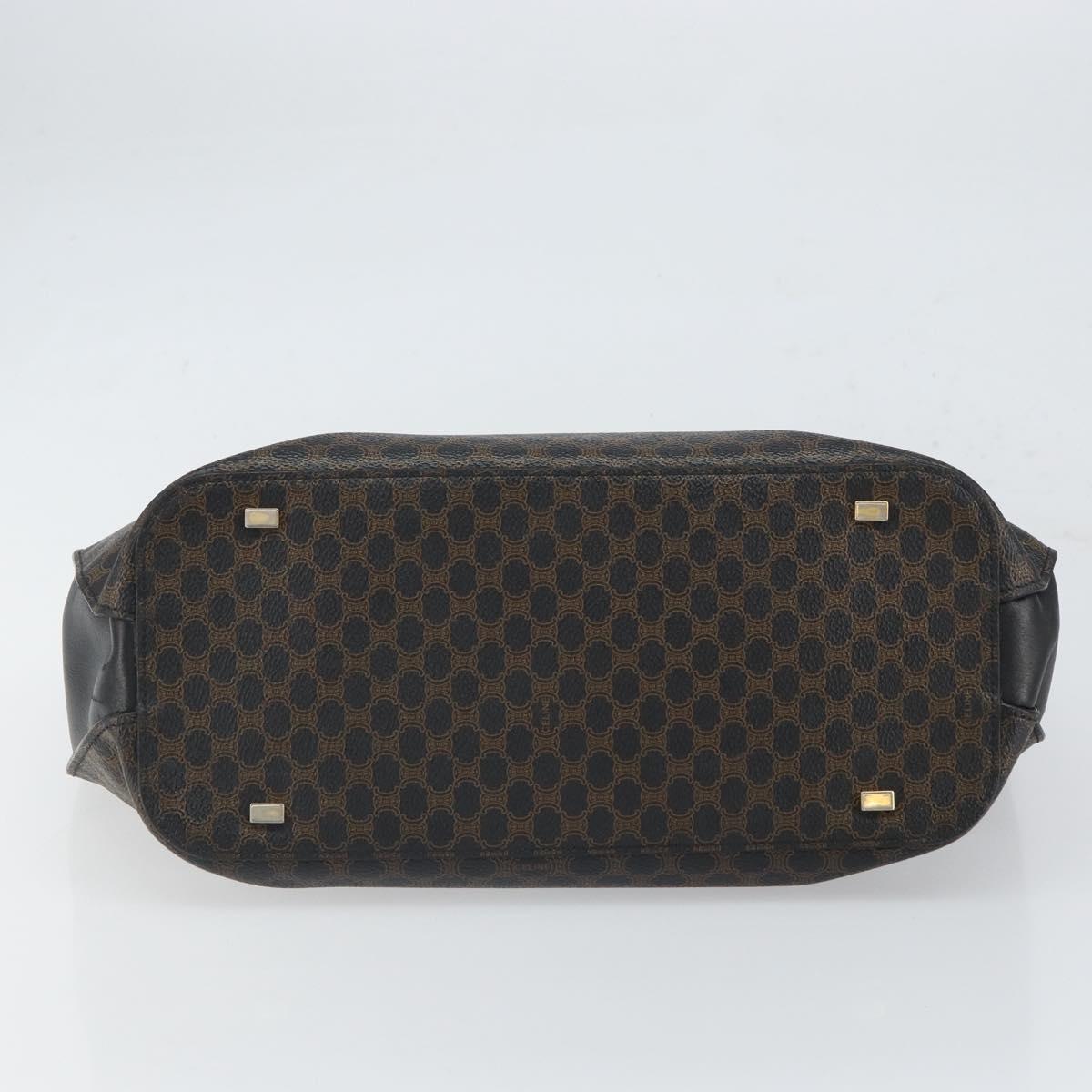 CELINE Macadam Canvas Tote Bag PVC Leather Black Gold Auth 168706