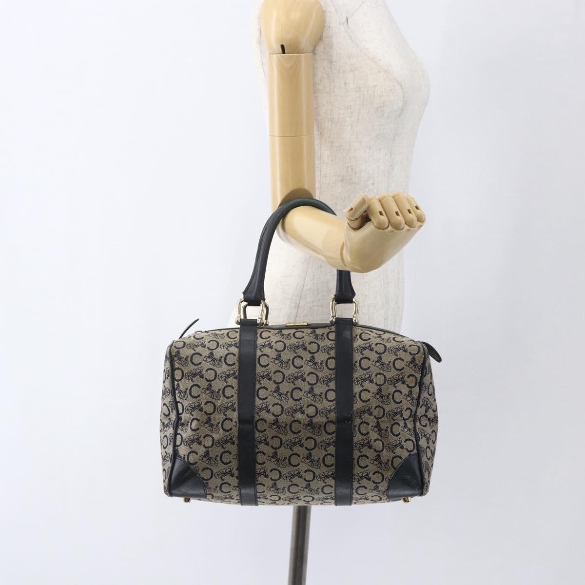 CELINE C Sulky Hand Bag Canvas Beige Gold Auth 168707