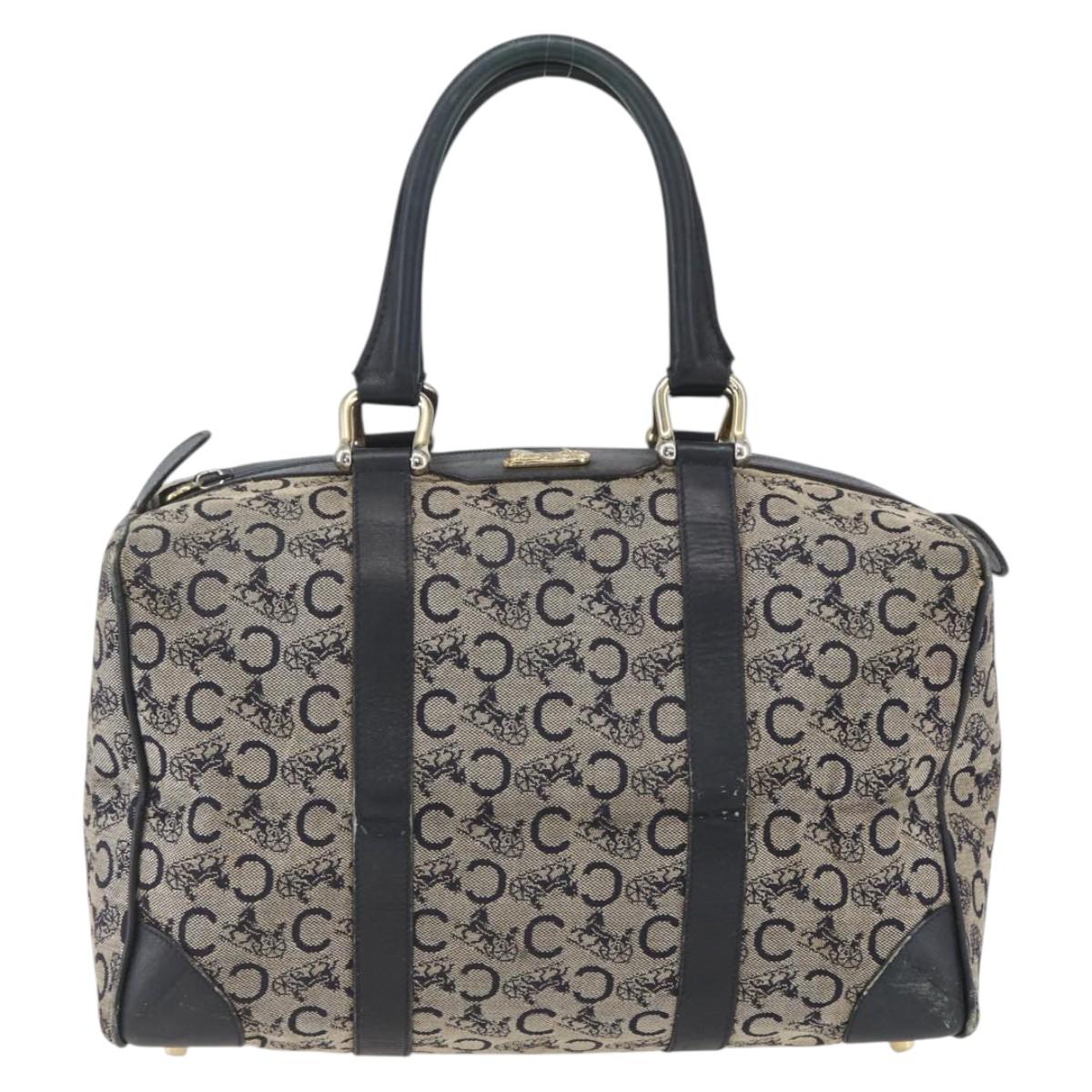 CELINE C Sulky Hand Bag Canvas Beige Gold Auth 168707