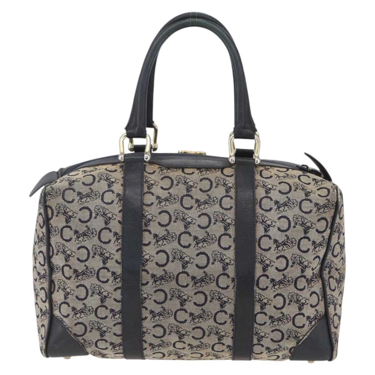 CELINE C Sulky Hand Bag Canvas Beige Gold Auth 168707