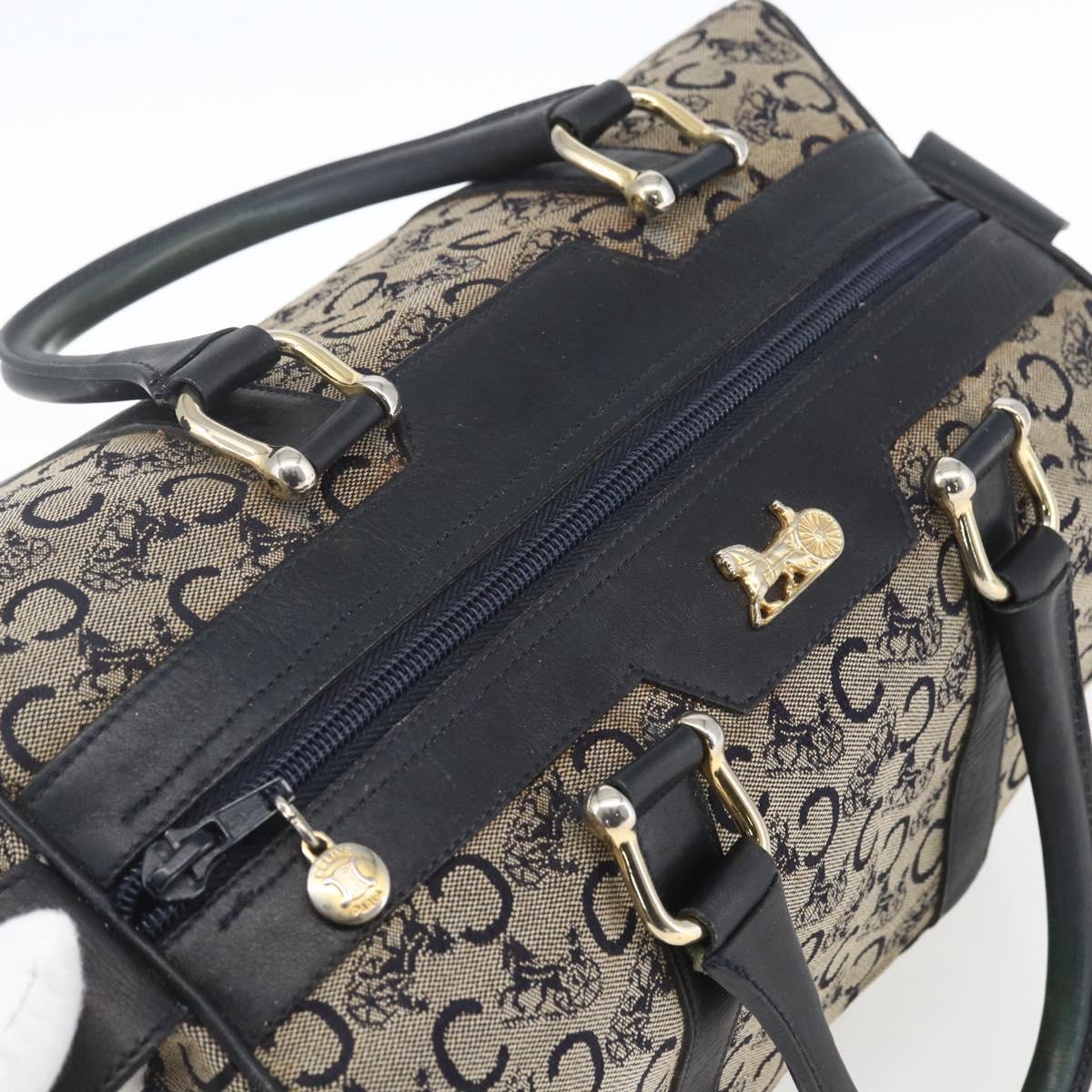 CELINE C Sulky Hand Bag Canvas Beige Gold Auth 168707