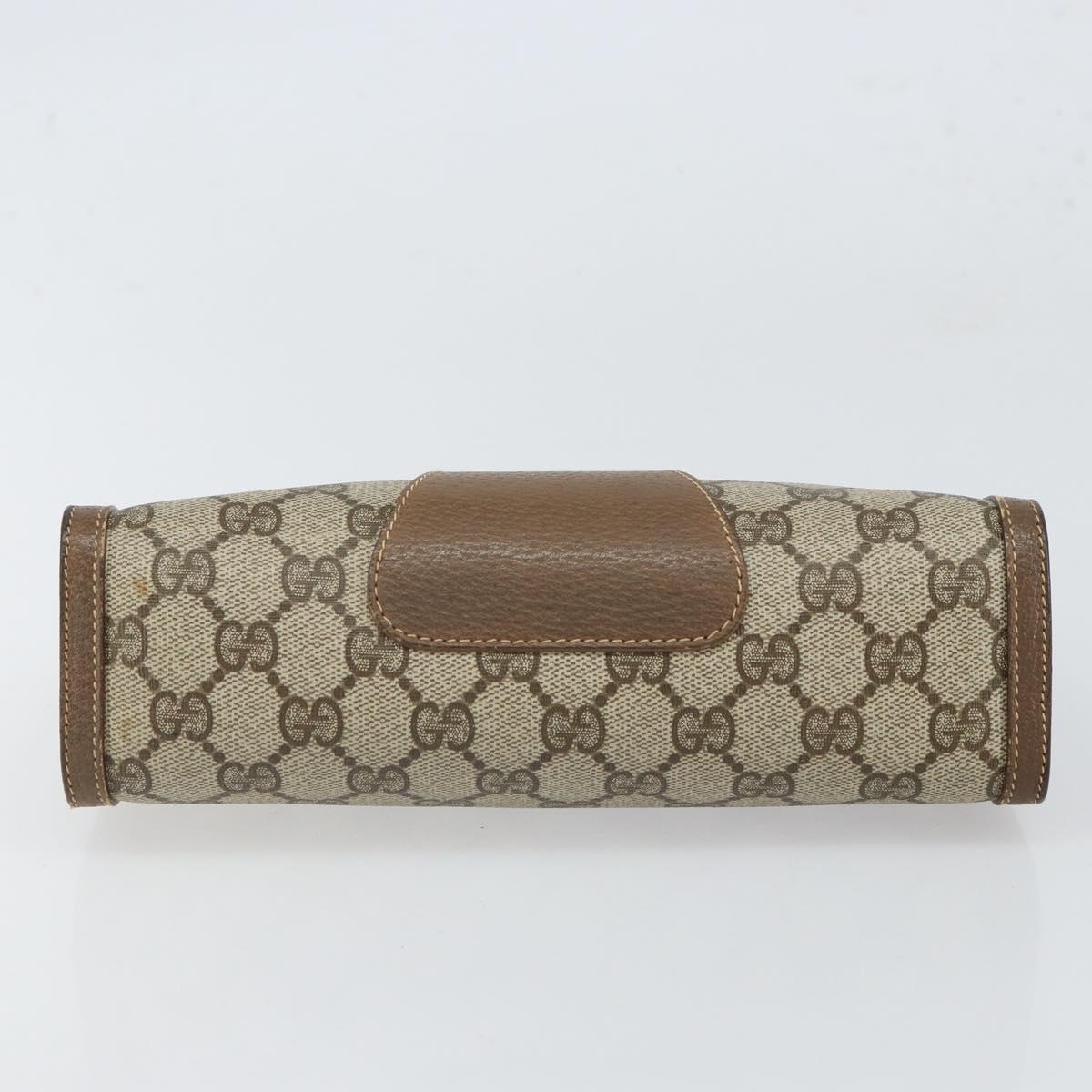 GUCCI GG Supreme Web Sherry Line Clutch Bag PVC Beige Red 89 01 032 Auth 168714