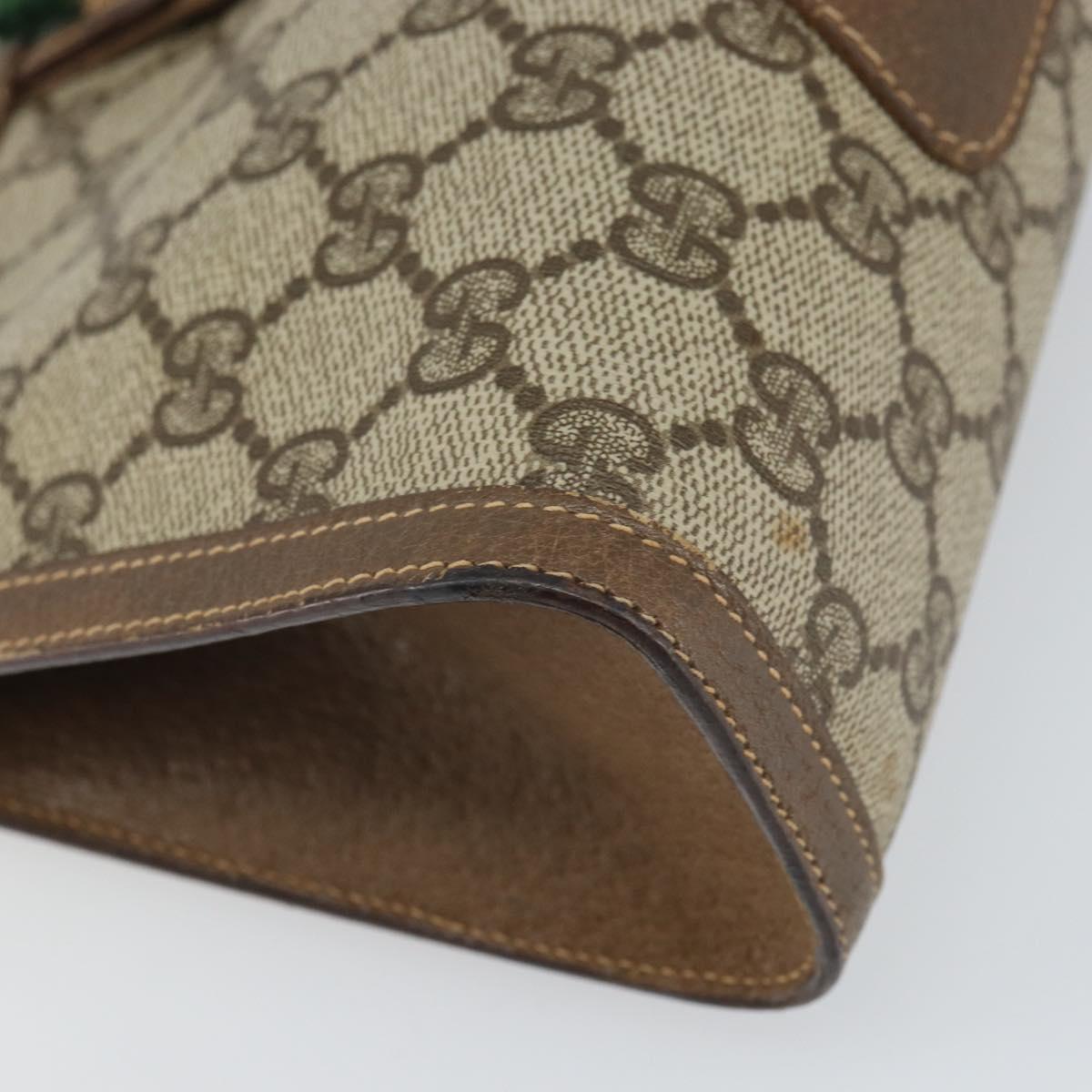 GUCCI GG Supreme Web Sherry Line Clutch Bag PVC Beige Red 89 01 032 Auth 168714
