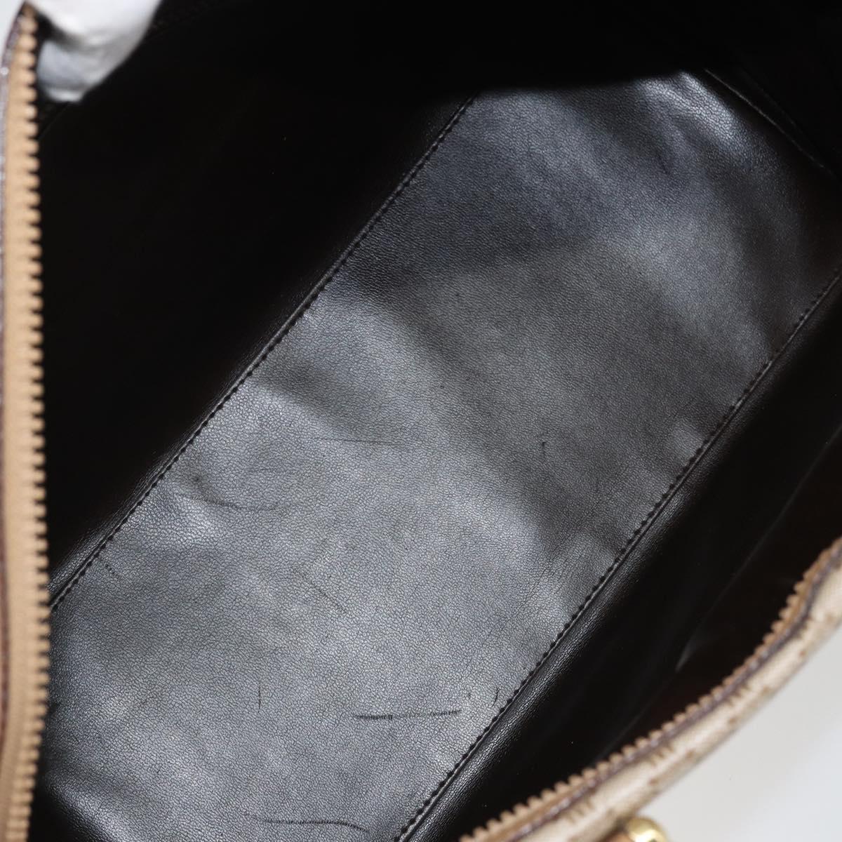 CELINE Macadam Canvas Boston Bag PVC Leather Beige Gold Auth 168715