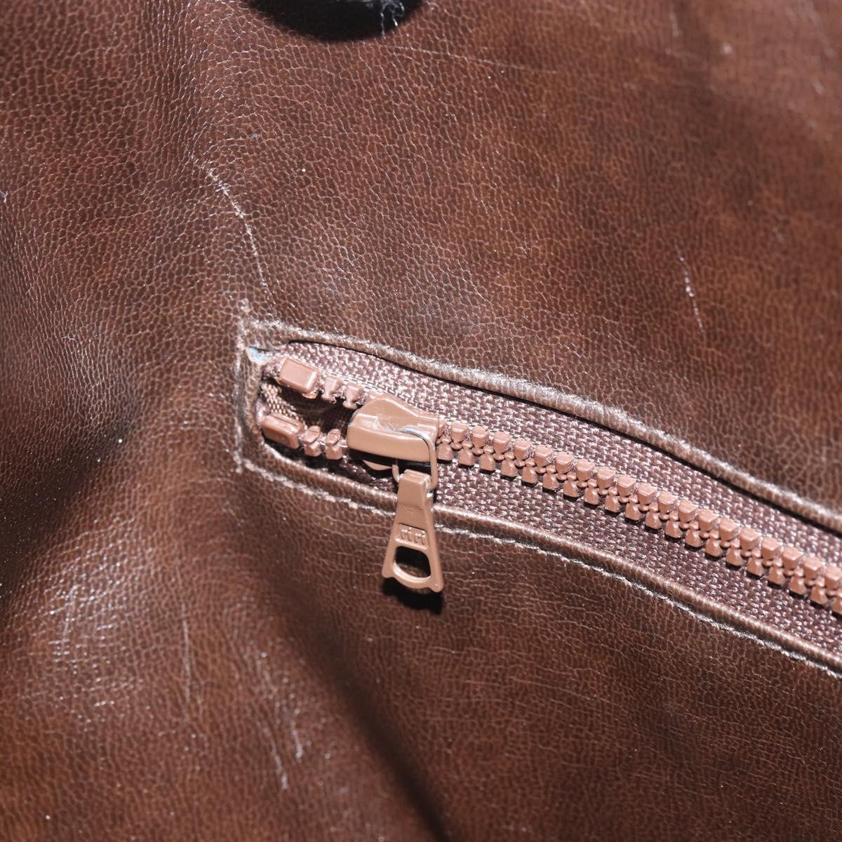 CELINE Macadam Canvas Boston Bag PVC Leather Beige Gold Auth 168715