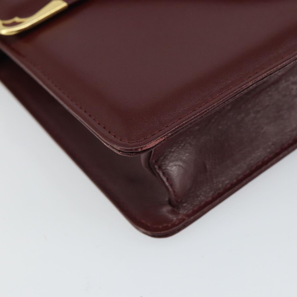 CARTIER Must Line Shoulder Bag Leather Bordeaux Gold Auth 168717