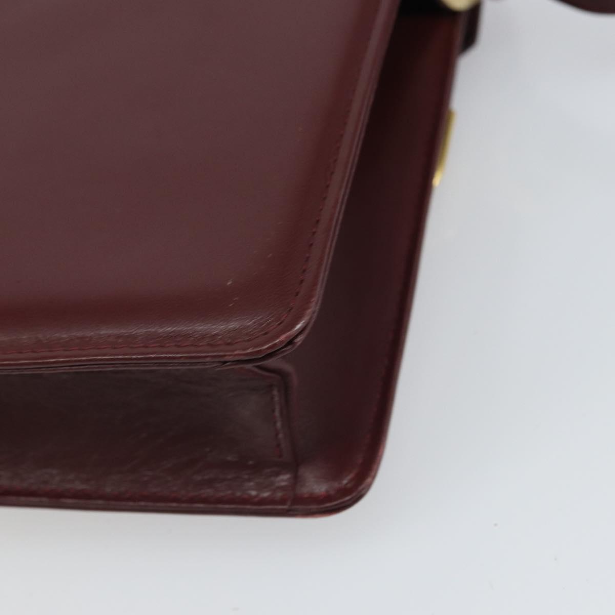 CARTIER Must Line Shoulder Bag Leather Bordeaux Gold Auth 168717