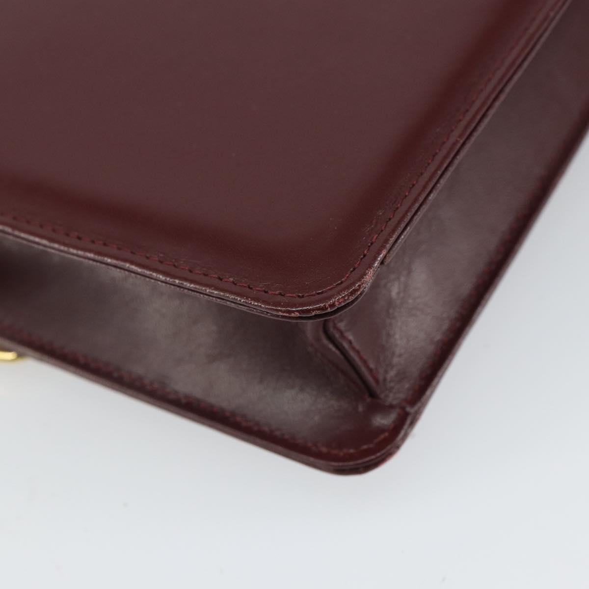 CARTIER Must Line Shoulder Bag Leather Bordeaux Gold Auth 168717