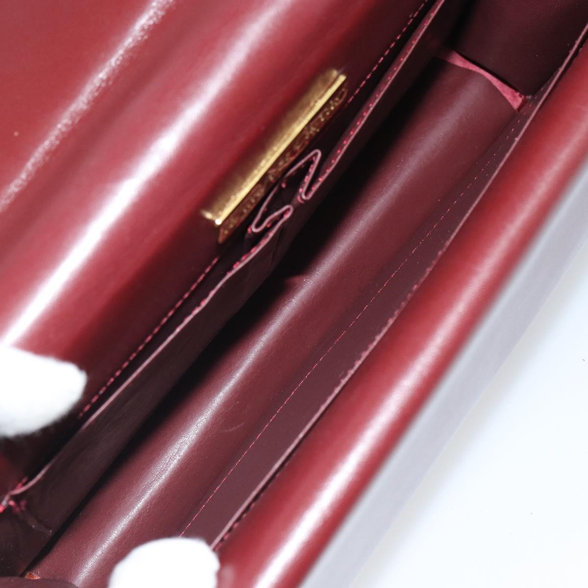 CARTIER Must Line Shoulder Bag Leather Bordeaux Gold Auth 168717
