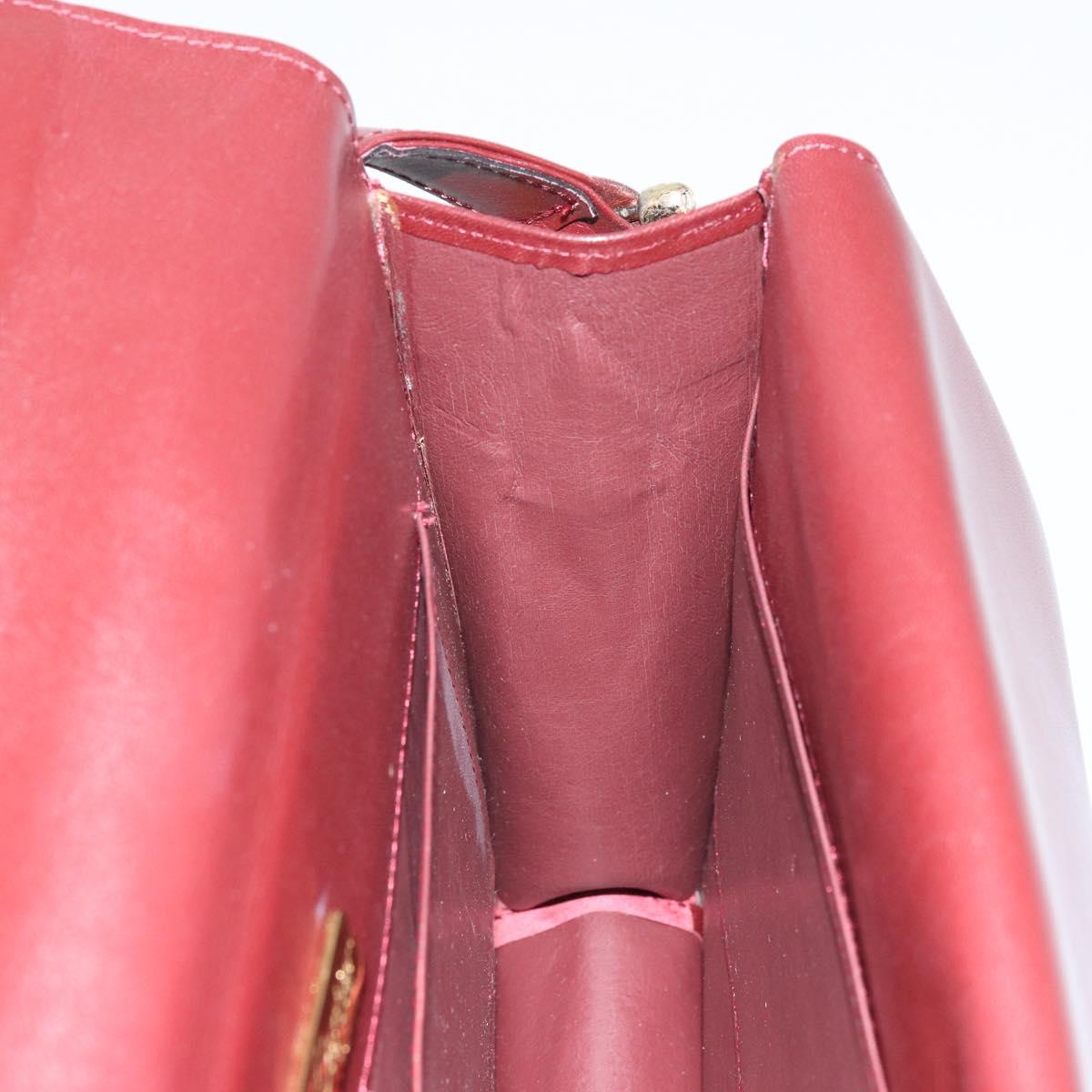 CARTIER Must Line Shoulder Bag Leather Bordeaux Gold Auth 168717
