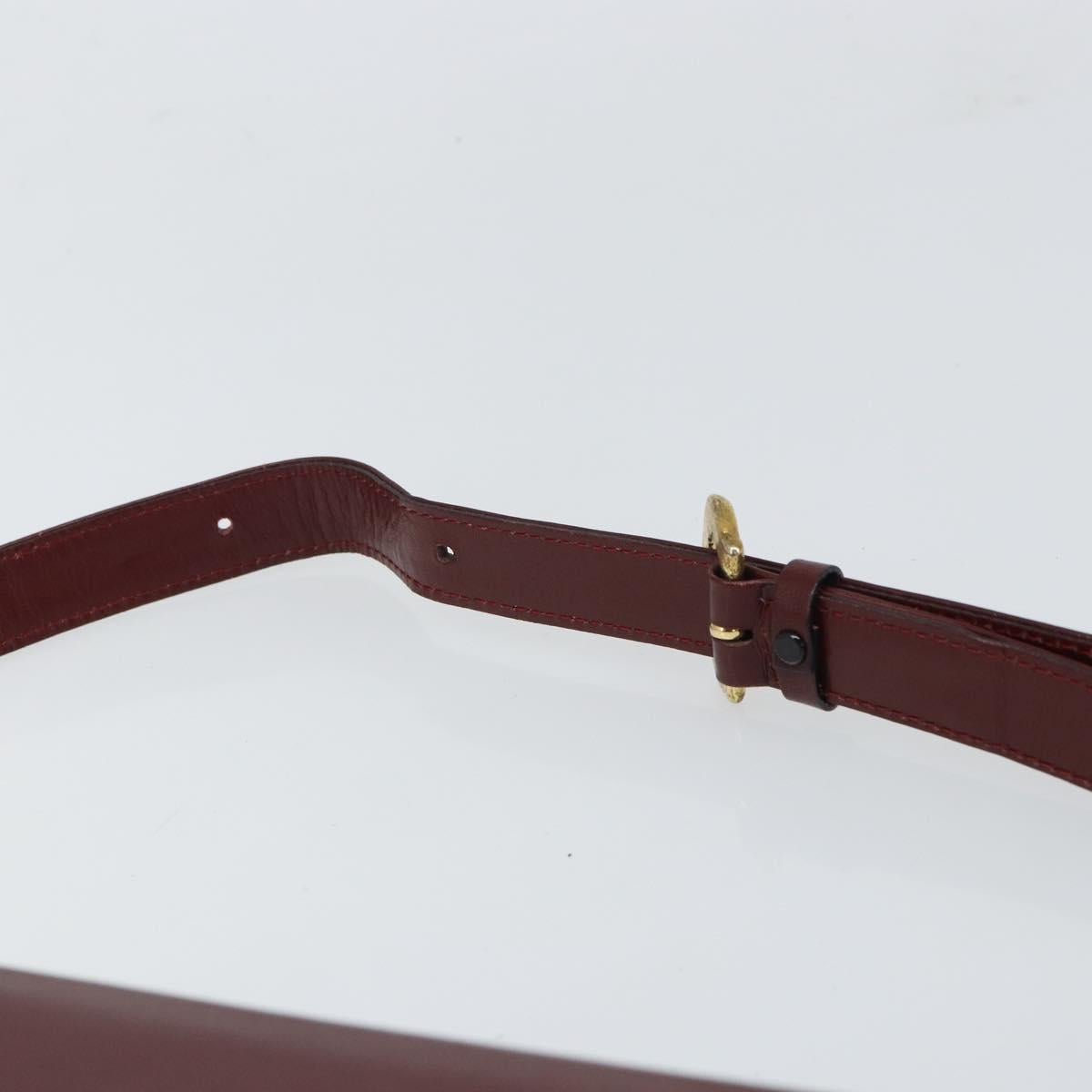CARTIER Must Line Shoulder Bag Leather Bordeaux Gold Auth 168717