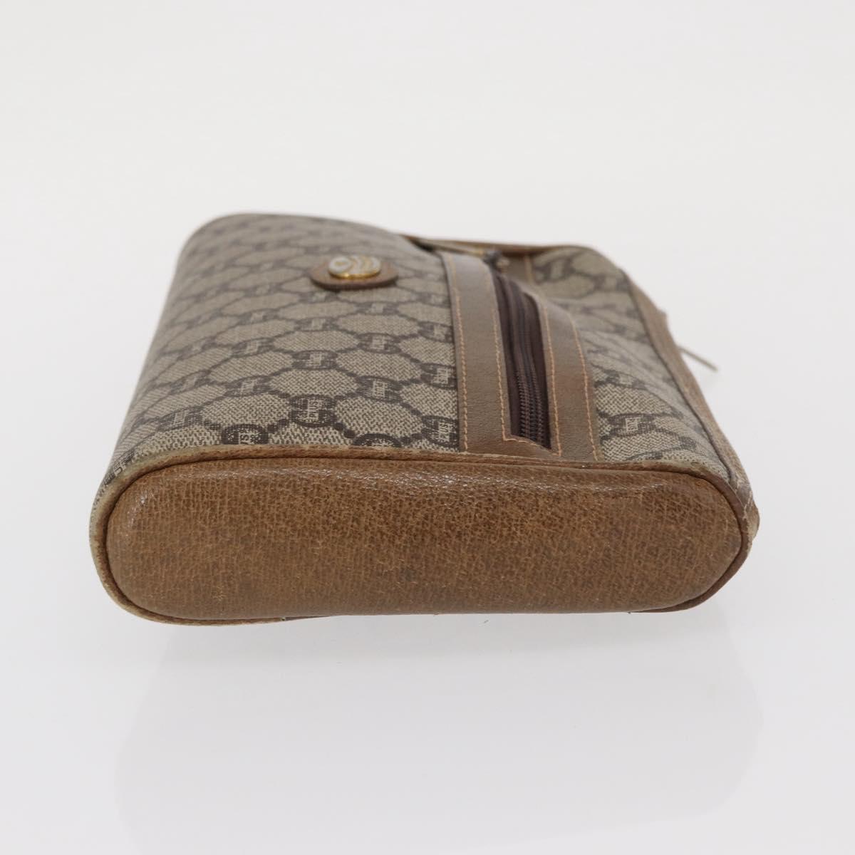 GUCCI GG Plus Supreme Clutch Bag PVC Beige Auth 168722