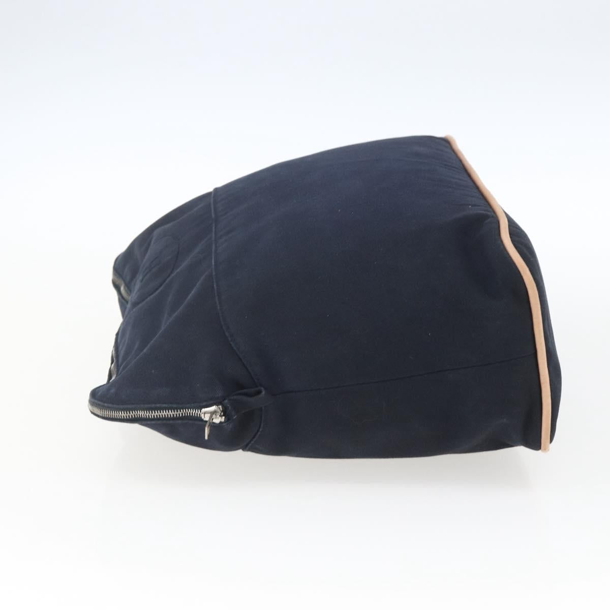 HERMES Bolide Pouch GM Canvas Navy Silver Auth 168732