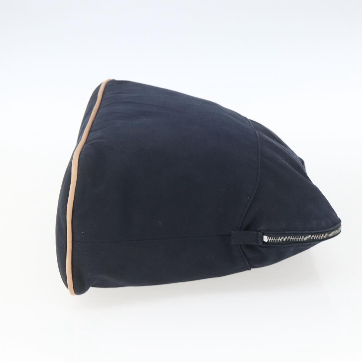 HERMES Bolide Pouch GM Canvas Navy Silver Auth 168732