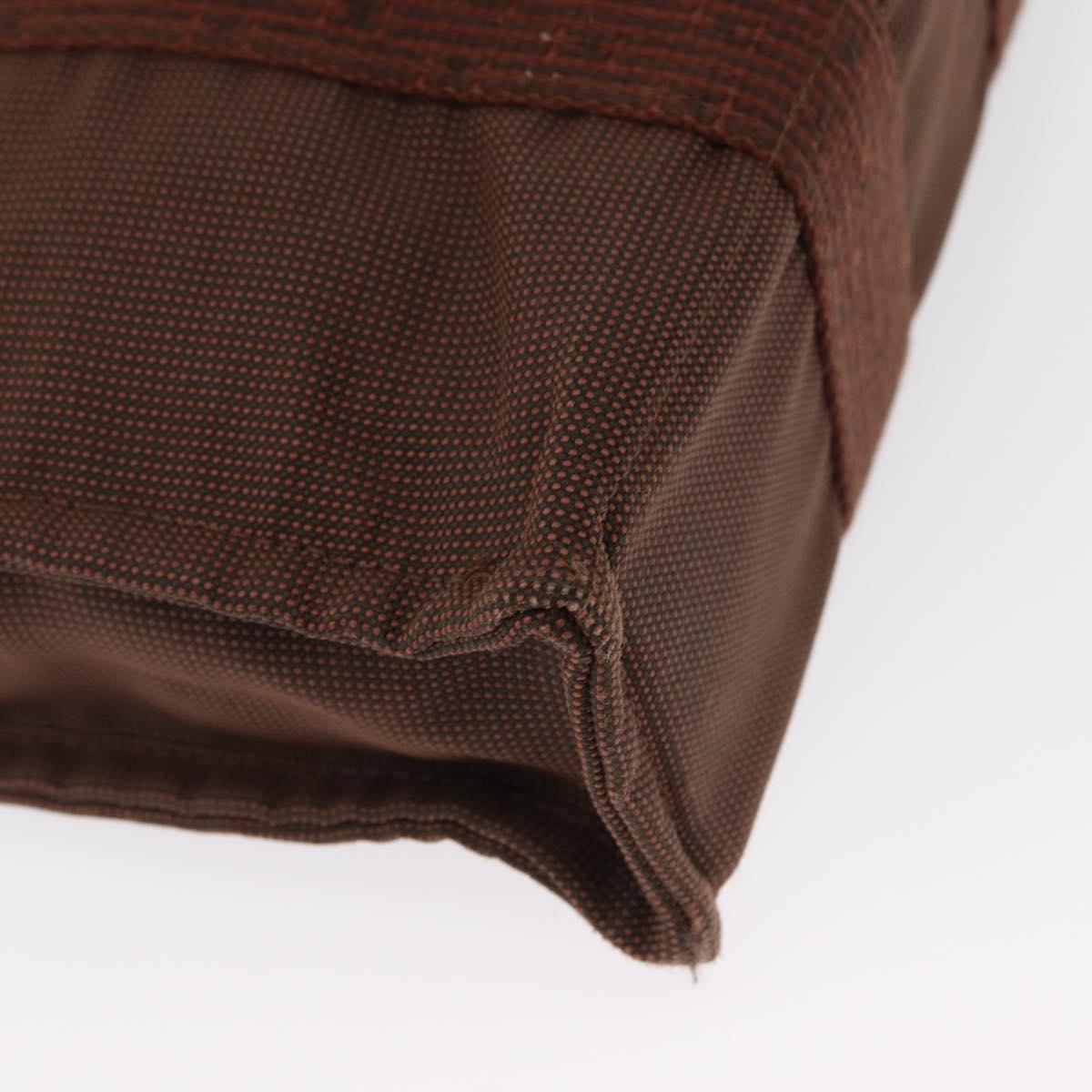 HERMES Her Line PM Tote Bag Canvas Brown Silver Auth 168733