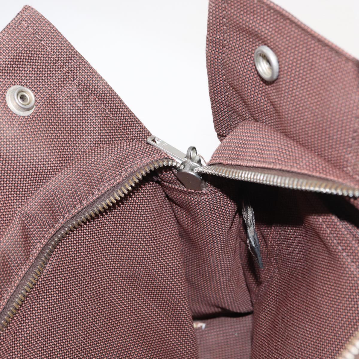 HERMES Her Line PM Tote Bag Canvas Brown Silver Auth 168733