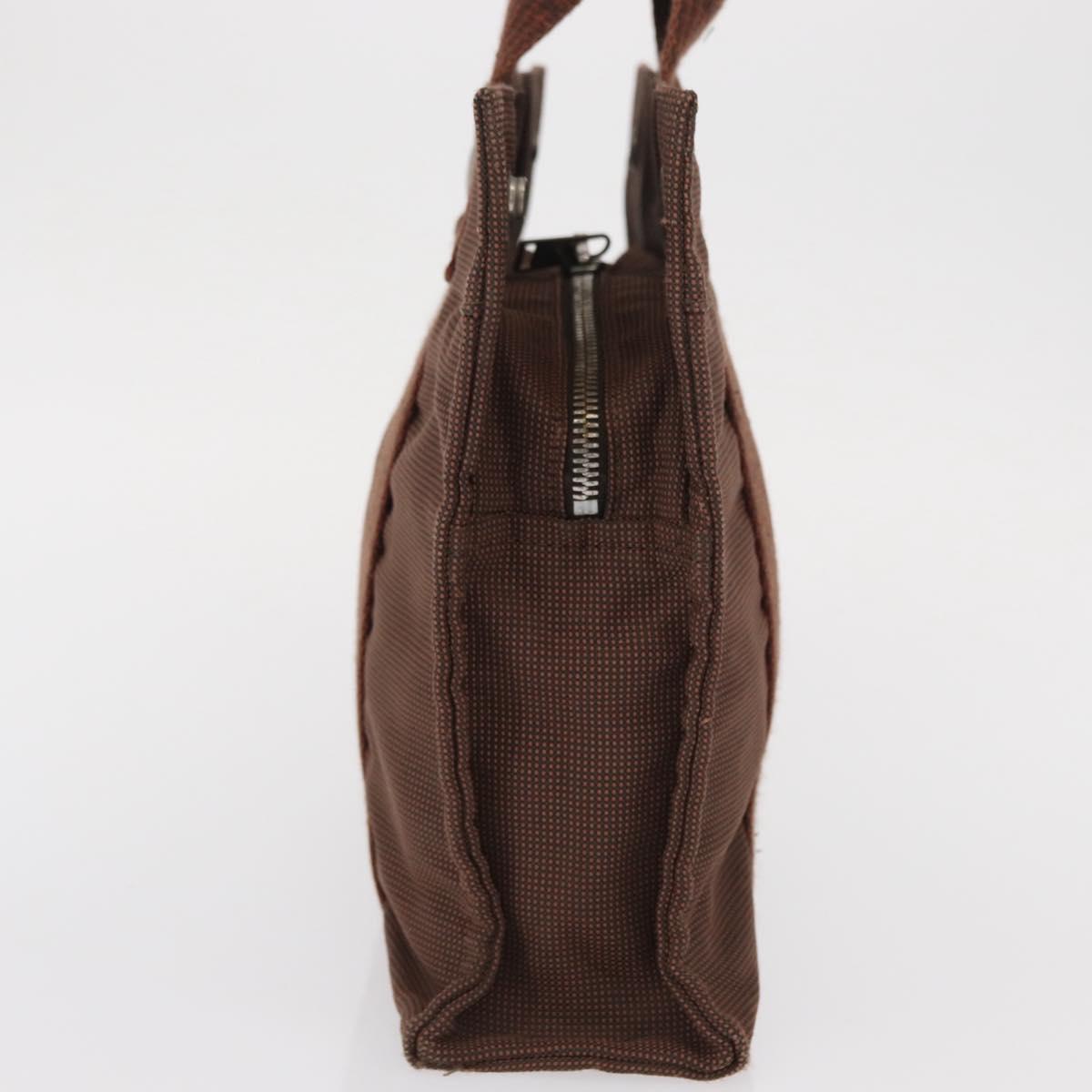 HERMES Her Line PM Tote Bag Canvas Brown Silver Auth 168733