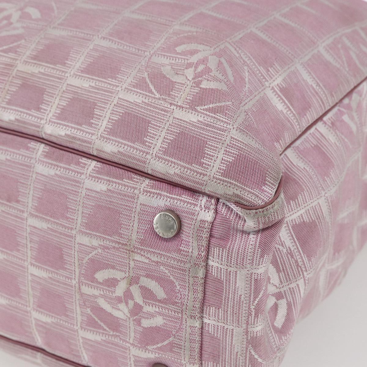 CHANEL New Travel line Tote Bag Pink Silver CC Auth 168739