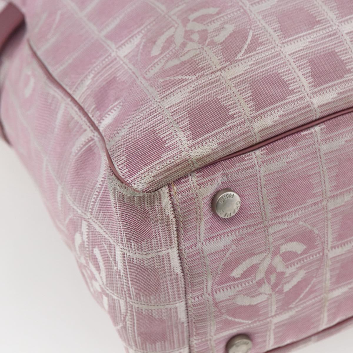 CHANEL New Travel line Tote Bag Pink Silver CC Auth 168739