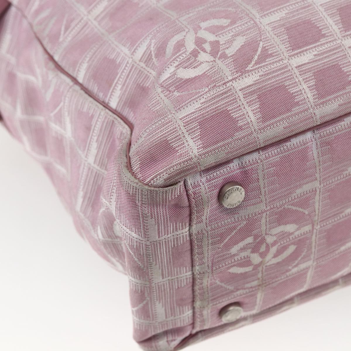 CHANEL New Travel line Tote Bag Pink Silver CC Auth 168739