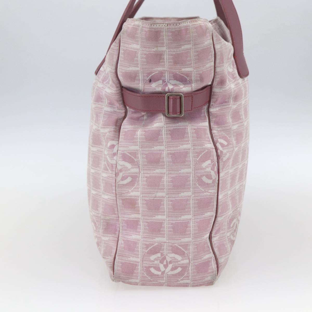 CHANEL New Travel line Tote Bag Pink Silver CC Auth 168739