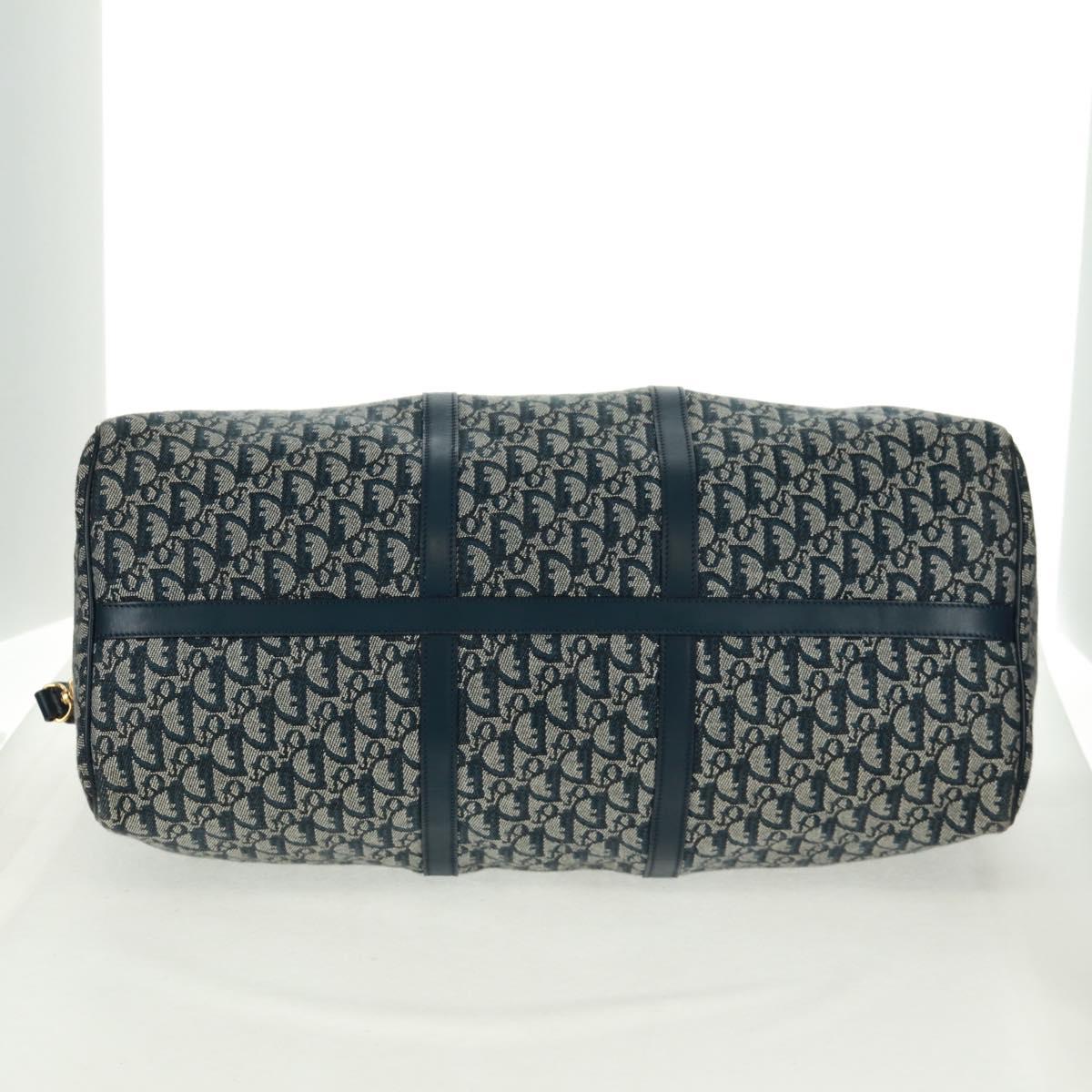 Christian Dior Trotter Canvas Boston Bag 2way Navy Gold Auth 168742SAV