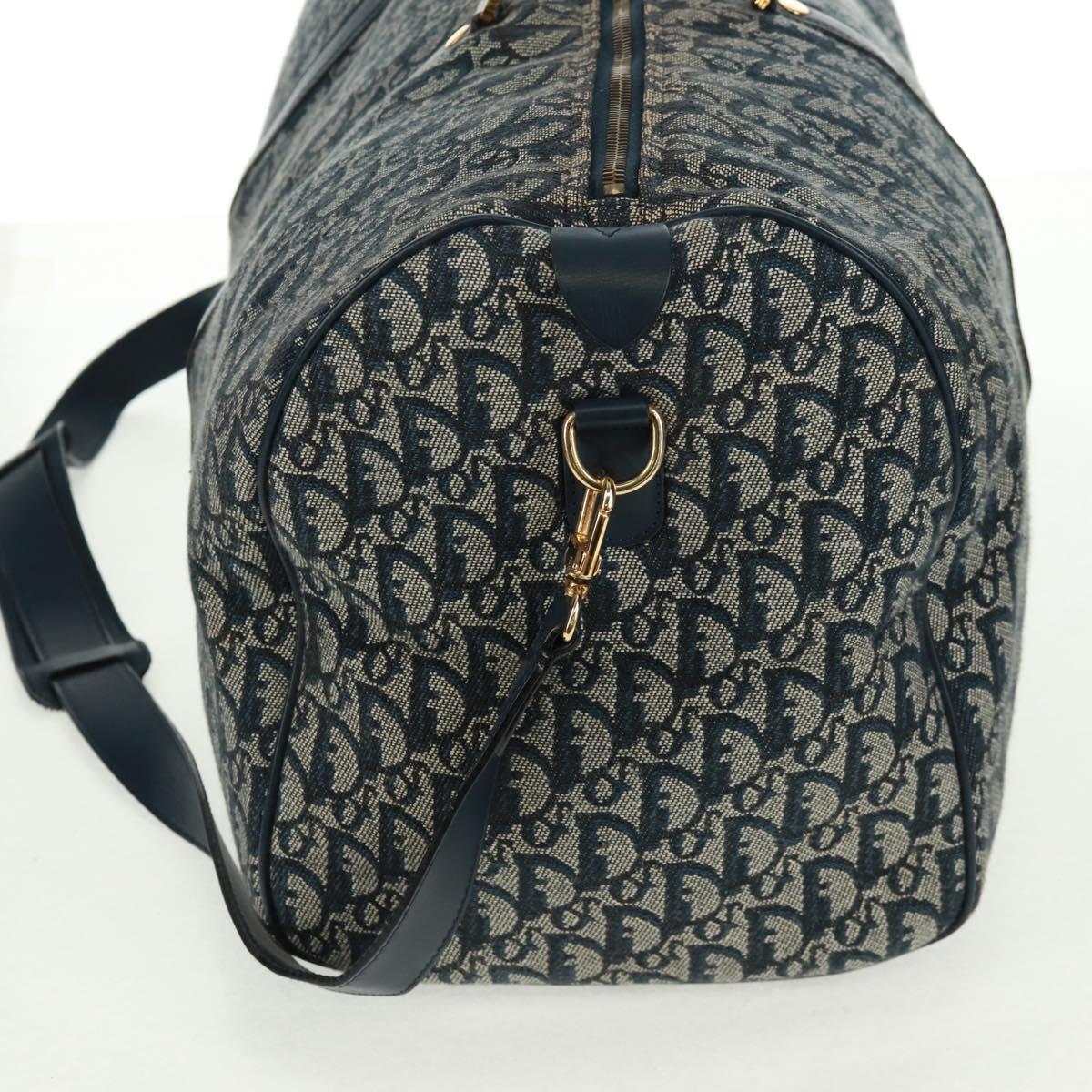 Christian Dior Trotter Canvas Boston Bag 2way Navy Gold Auth 168742SAV