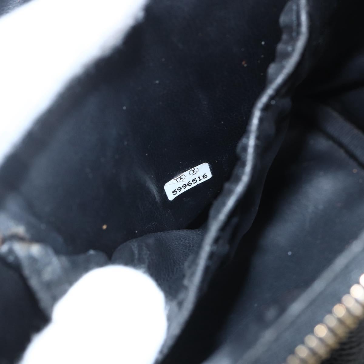 CHANEL Vanity Hand Bag Caviar Skin Black Gold CC Auth 168743