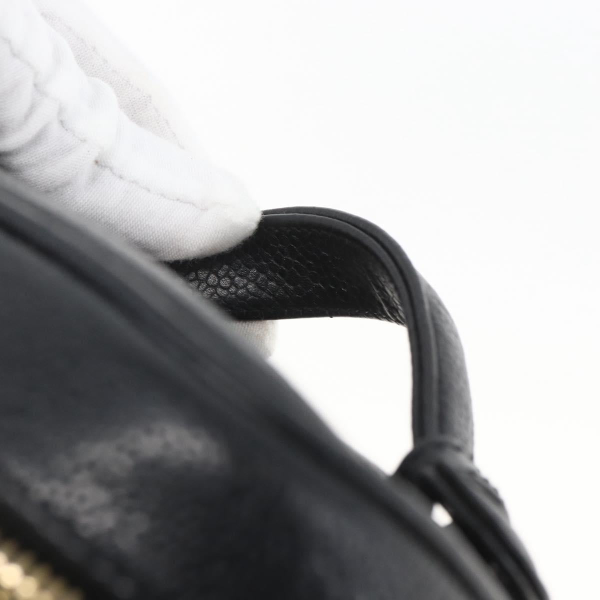 CHANEL Vanity Hand Bag Caviar Skin Black Gold CC Auth 168743