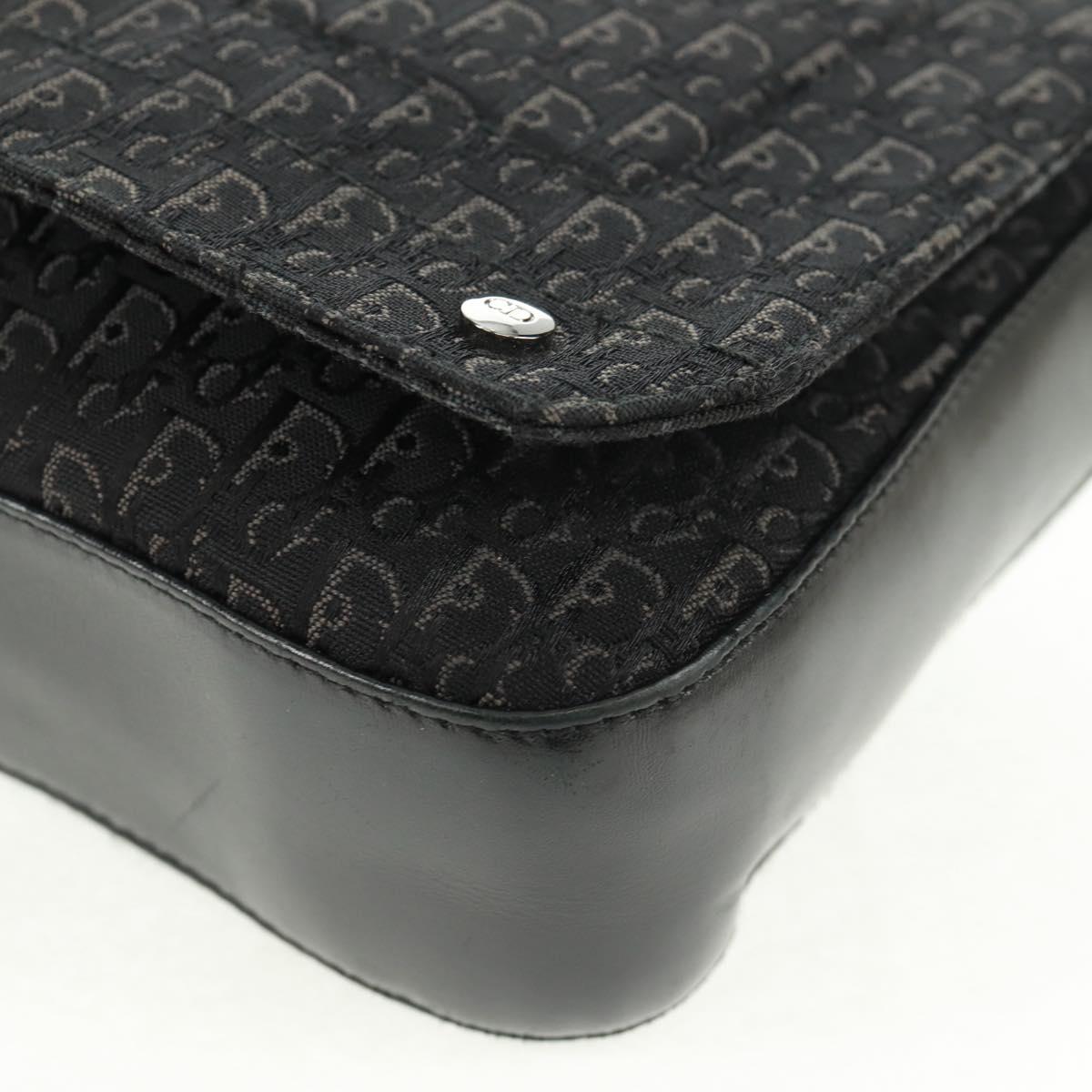 Christian Dior Trotter Canvas Street Chic Shoulder Bag Black Silver Auth 168745V